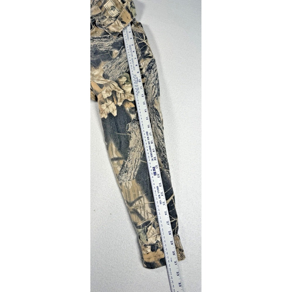 Mens VTG Mossy Oak Shirt Mens LARGE? Brown Camo Chamois Flannel Button Up READ - Picture 6 of 7